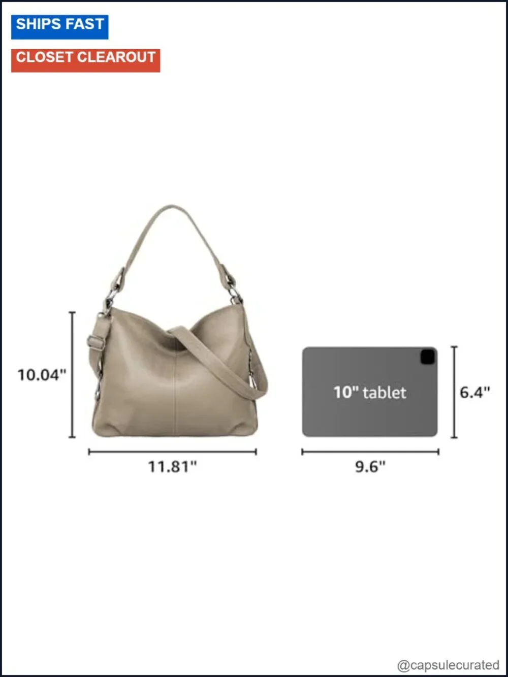 Genuine Leather Hobo Shoulder Bag Crossbody Purse Large